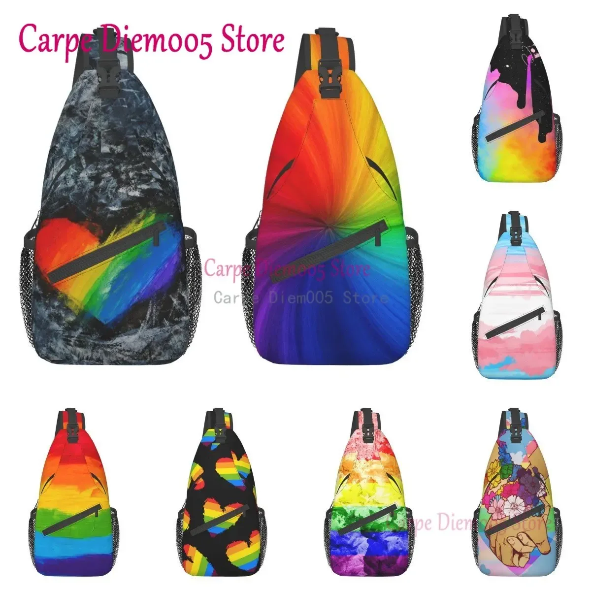 Sac à bandoulière arc-en-ciel pour hommes, sac à dos de poitrine pour randonnée