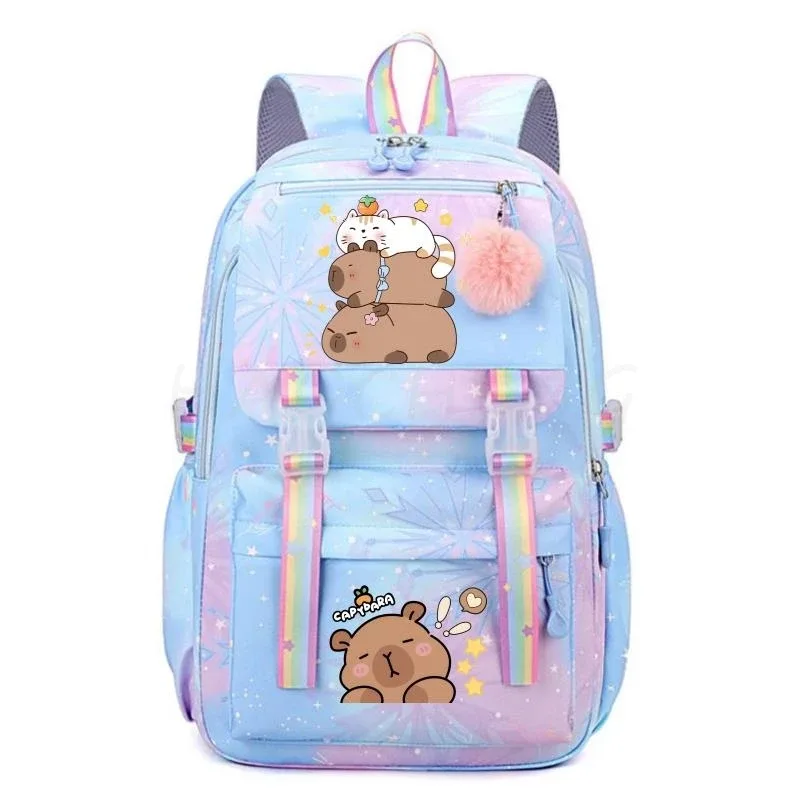 sac à dos de grande capacité imprimé capybara, sac à dos léger et mignon, cartable de dessin animé, sac à dos de voyage décontracté pour fille