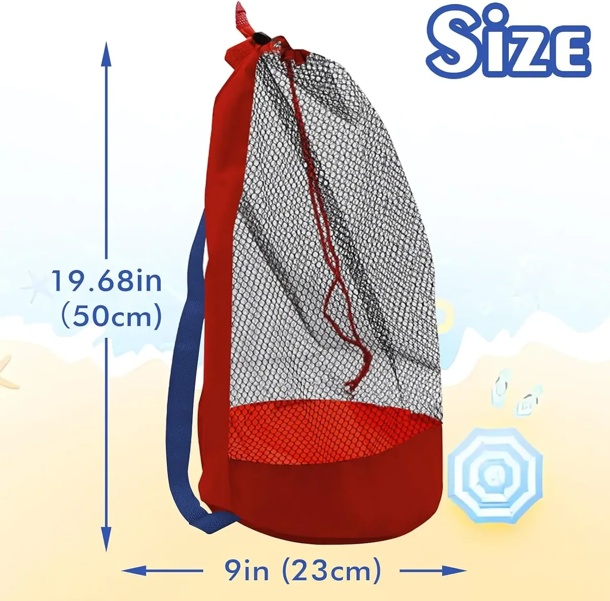 sac de plage en filet avec cordon de serrage, sac à dos pliable, pochette de rangement pour jouets, sac de plage grande capacité avec sangles réglables, sac de natation