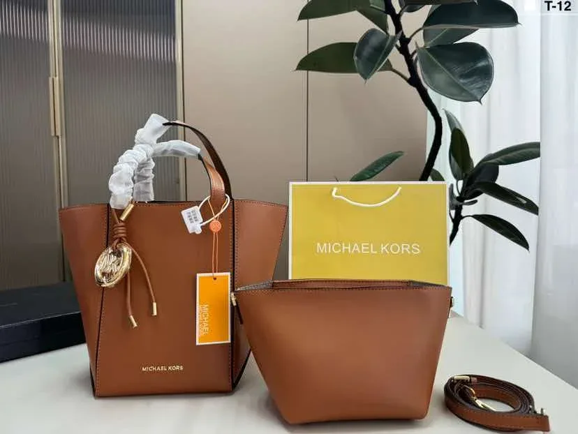 michael kors/michael kors mk 2026 nouveau sac fourre-tout femme en cuir tressé à prix réduit, décontracté, polyvalent, porté main, transformable