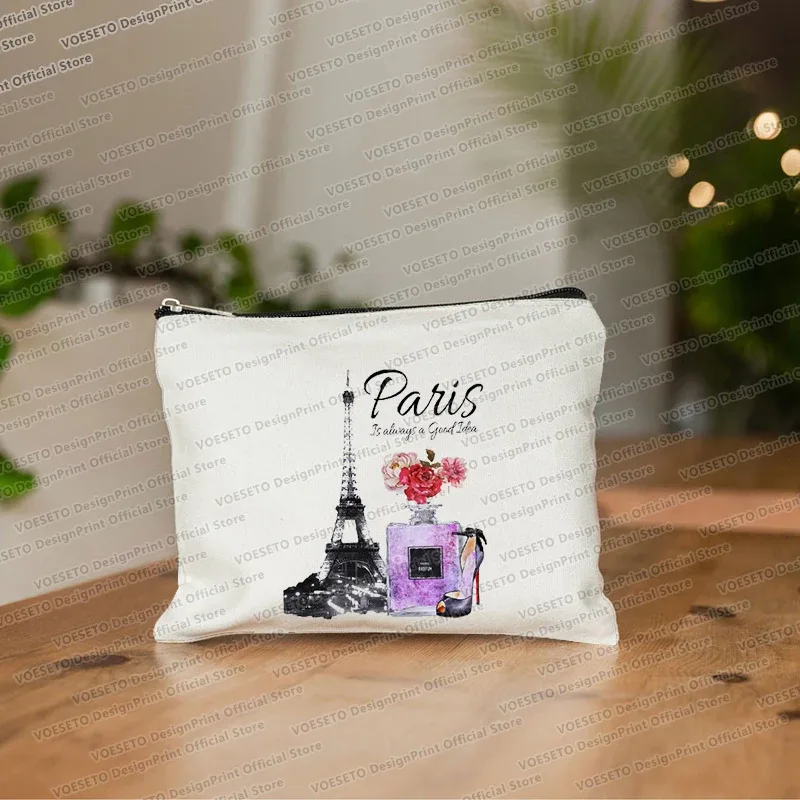 sac de maquillage imprimé tour eiffel de paris, trousse de toilette de voyage, organiseur de cosmétiques, pochette en toile pour femme, fermeture éclair, sacs à cosmétiques, meilleur cadeau