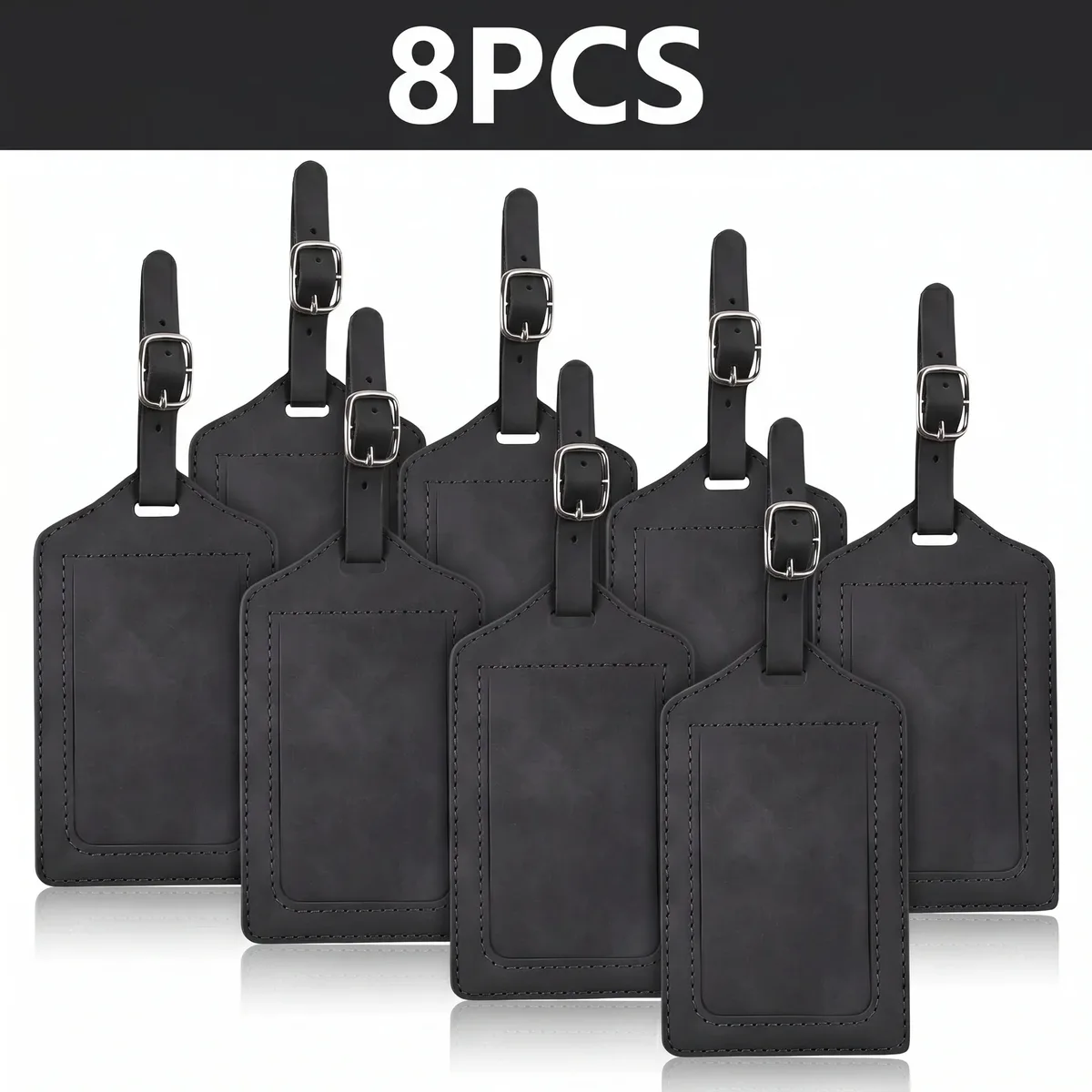 étiquettes de bagage en cuir pu, 3/5/8/10 pièces, avec boucle métallique réglable, anti-perte, étiquette d'identification de valise, étiquettes de bagage de voyage colorées