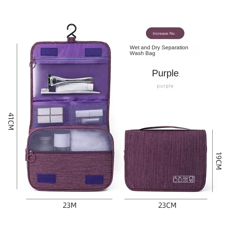nouveau sac de toilette pliable organisateur sac de rangement suspendu salle de bain trousse de maquillage étui voyage séparation sèche et humide sac cosmétique
