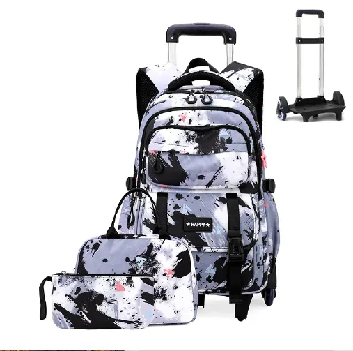 sac à roulettes d'école pour adolescentes, sac à roulettes d'école pour filles, ensemble de sac à dos à roulettes, sac de voyage à roulettes sur roulettes