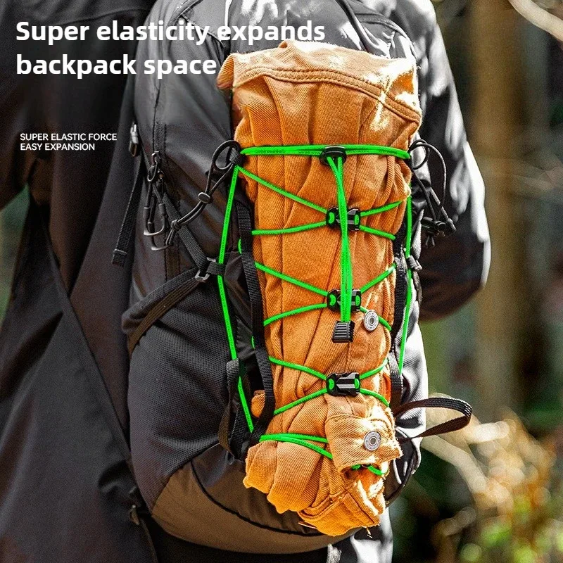 sangle d'extension élastique réglable diy avec boucle de sac à dos et attache externe pour sacs de randonnée, d'alpinisme et de camping en extérieur