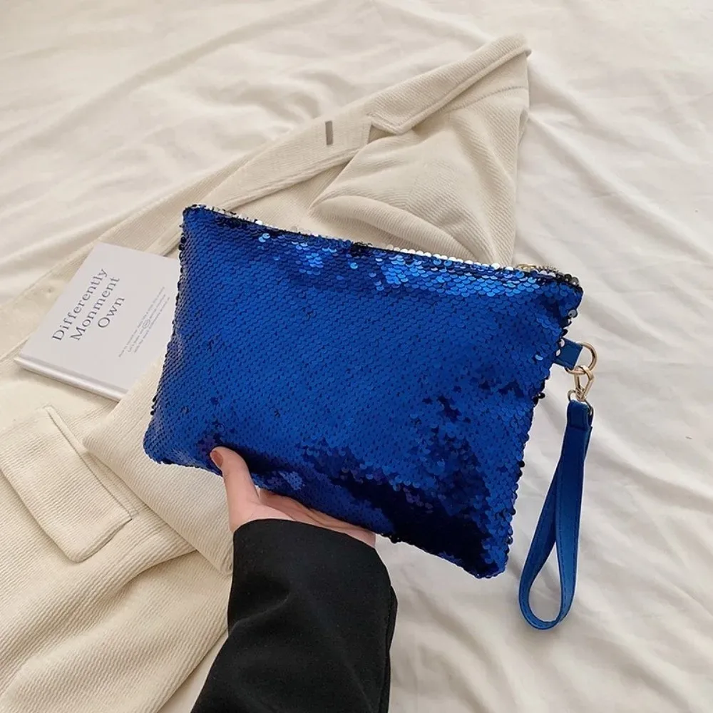 nouvelle trousse à cosmétiques brillante à paillettes, trousse de maquillage multifonctionnelle de grande capacité avec fermeture éclair, sac de rangement en polyester, sac de rangement de voyage