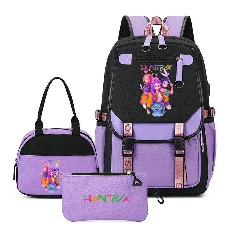 sacs à dos imprimés kpop demon hunters pour adolescentes, sacs à bandoulière, trousse à crayons, ensemble de sacs d'école pour étudiants, mochila de voyage