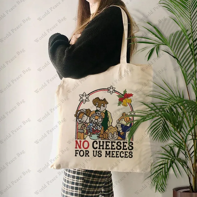 le muppet-sac fourre-tout à motif de noël carol mouse, pas de fromage pour nous, sac en toile pour voyage, 03commute, 1 pc