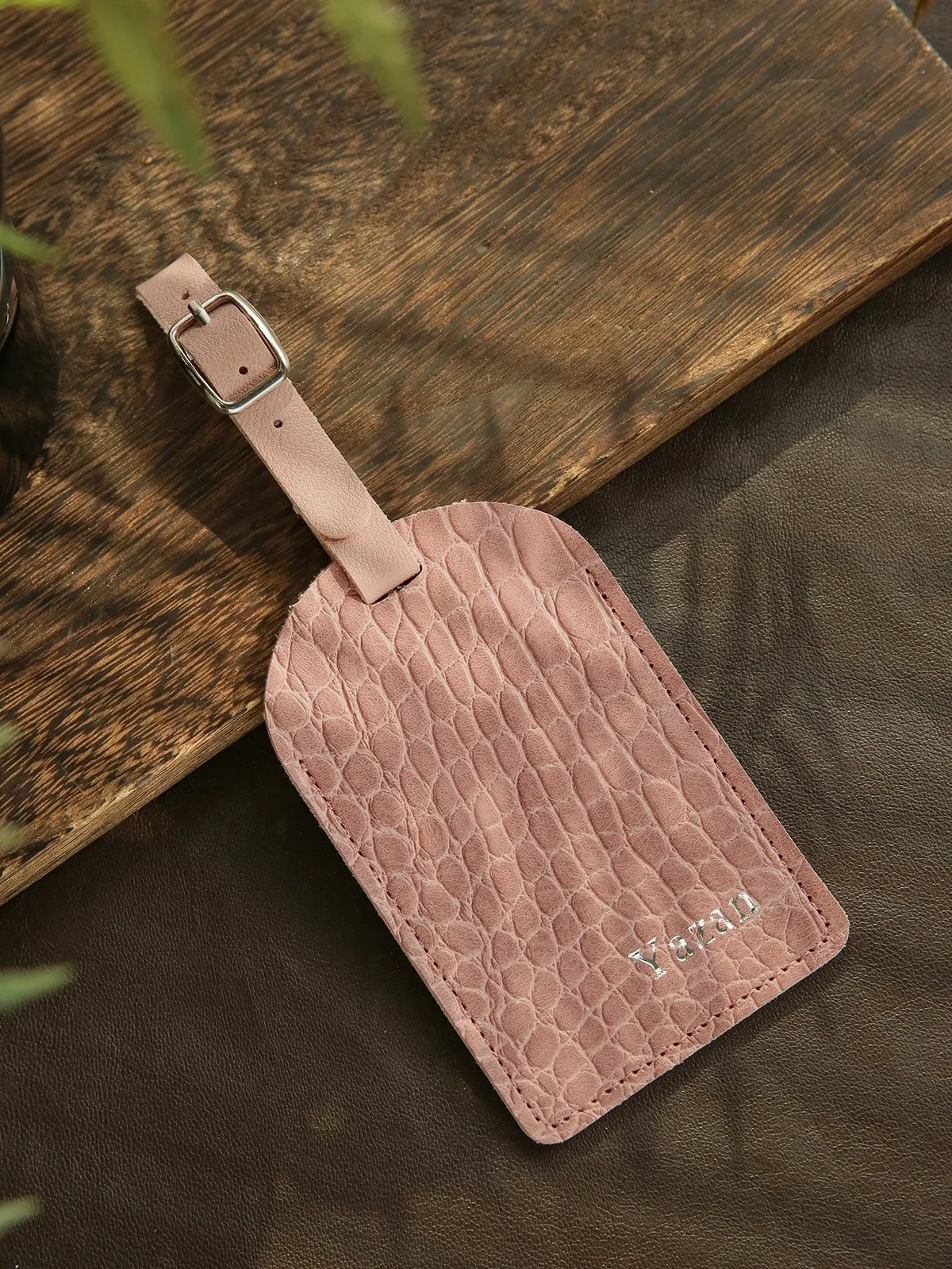 étiquette de bagage personnalisée avec nom en estampe à chaud pour valises, monogramme doré, étiquettes de bagage en simili cuir de crocodile avec carte de nom confidentielle