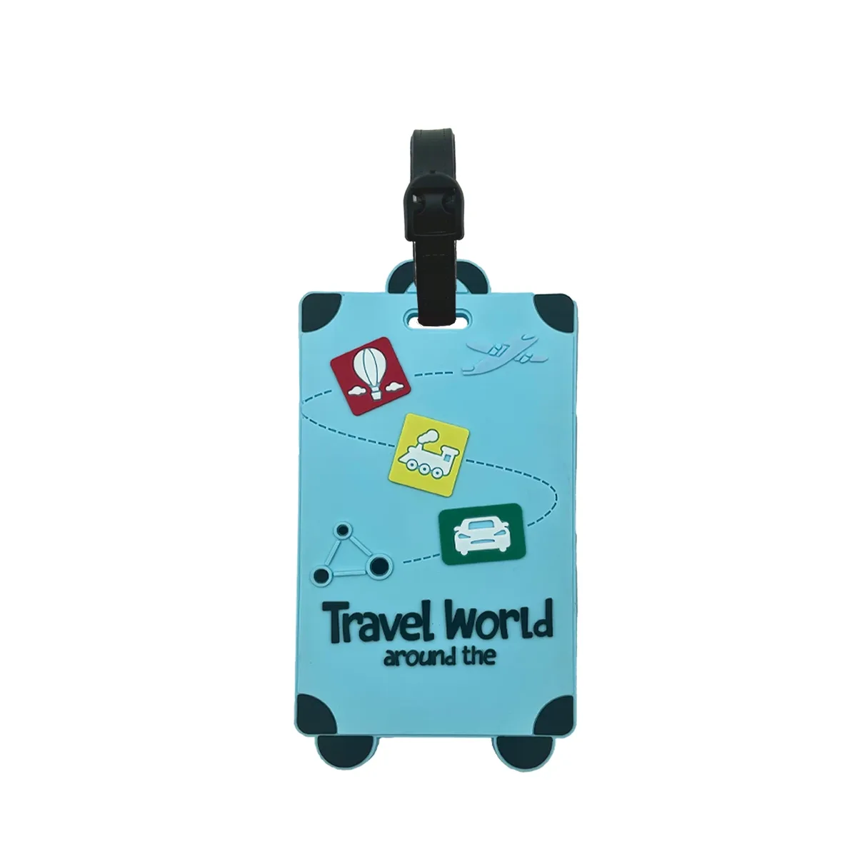 étiquettes de bagage de voyage en silicone – porte-badge et carte d'identité, anti-contrefaçon, accessoires d'avion de couleur unie