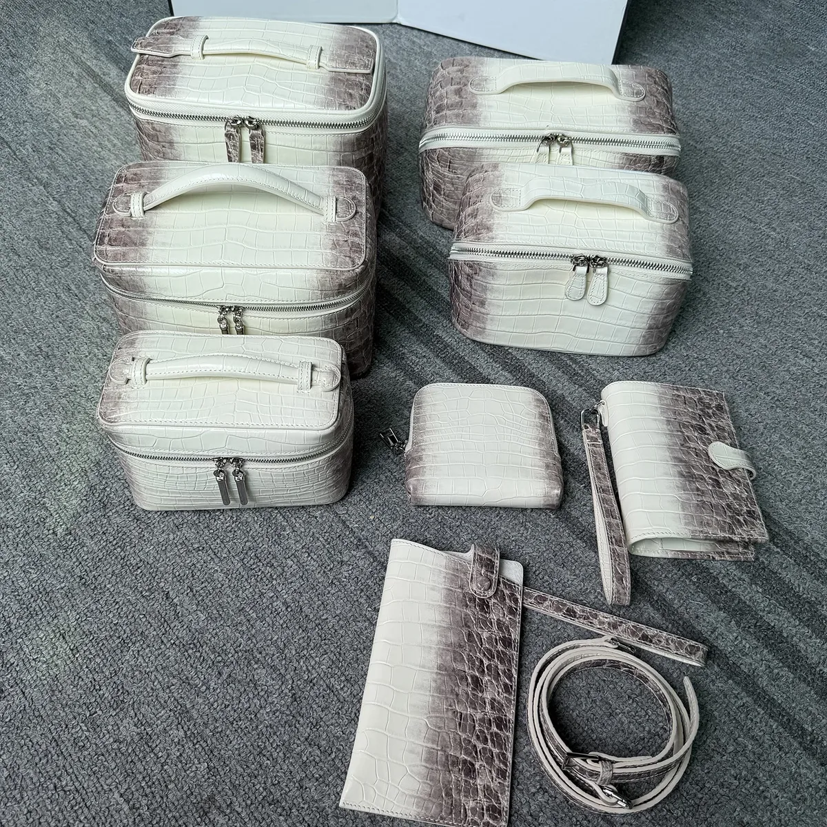 Sac de maquillage en cuir de vachette, collection Himalaya, luxueux, grande capacité, en cuir véritable, sac de voyage portable pour femmes, sac de rangement cosmétique