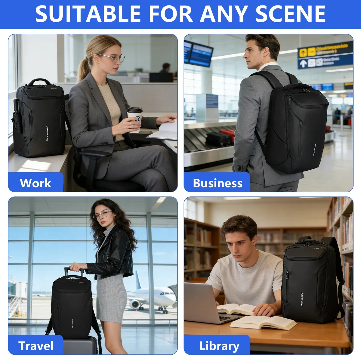 sac à dos classique décontracté 18 pouces, compartiment individuel pour ordinateur portable 15 pouces disponible, tissu lisse, pour les trajets quotidiens et les voyages