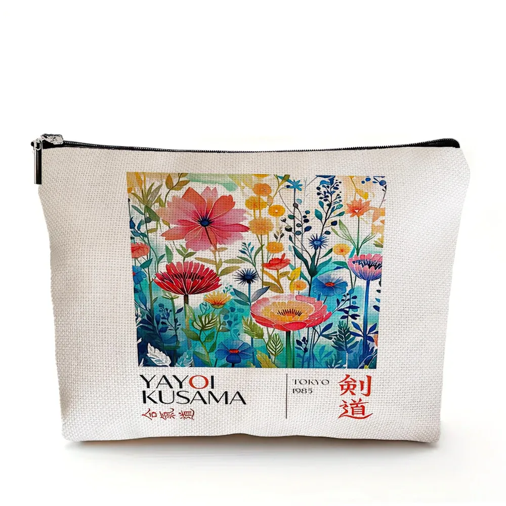 yayoi kusama dame sac à main de mariage sacs de maquillage art japonais fille sac cosmétique double impression femmes organisateur de voyage portefeuille enfant
