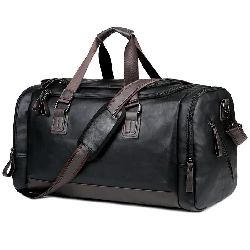 sac de voyage en cuir véritable fendu pour hommes – sac polochon de sport résistant à l'eau de grande capacité pour voyage d'affaires et sport