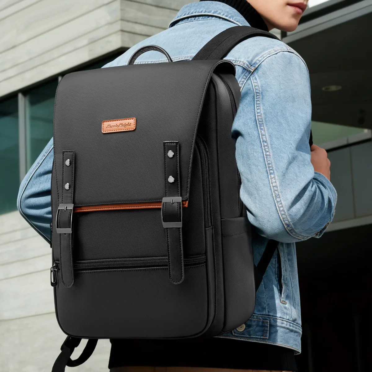 hk – sac à dos vintage pour hommes, sac à dos pour ordinateur portable de 15.6 pouces avec rabat magnétique, sac de voyage étanche, sac à dos pour collège, sac à dos de jour