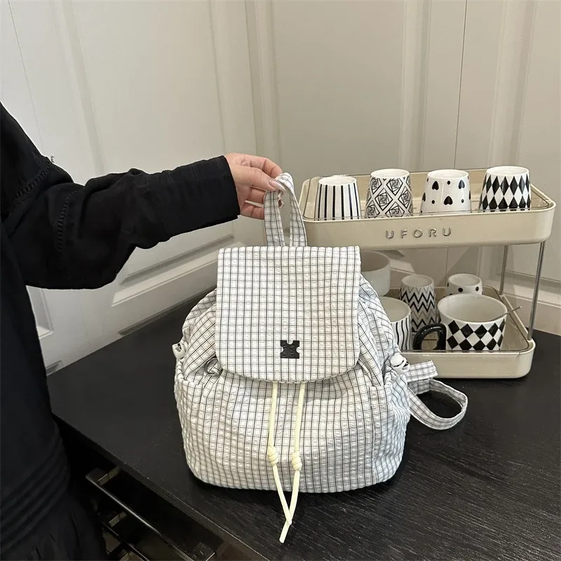 sac à dos à cordon de serrage tendance, petit sac à dos à rabat, sac à bandoulière décontracté avec bretelles réglables, sac à dos mignon pour l'école au quotidien