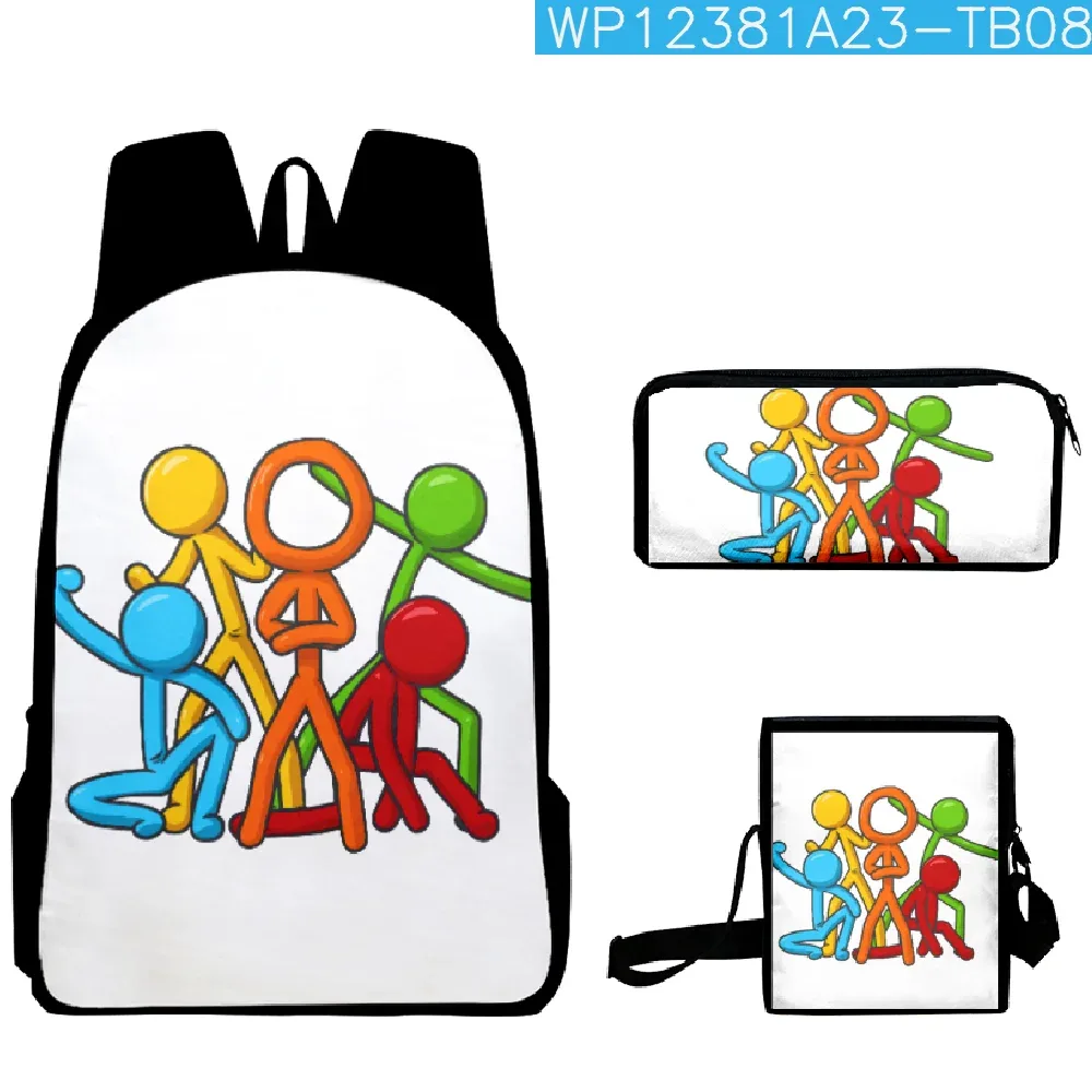 mode populaire cool alan becker impression 3d 3 pièces/ensemble sacs d'école pour élèves sac à dos pour ordinateur portable sac à dos sac à bandoulière incliné trousse à crayons
