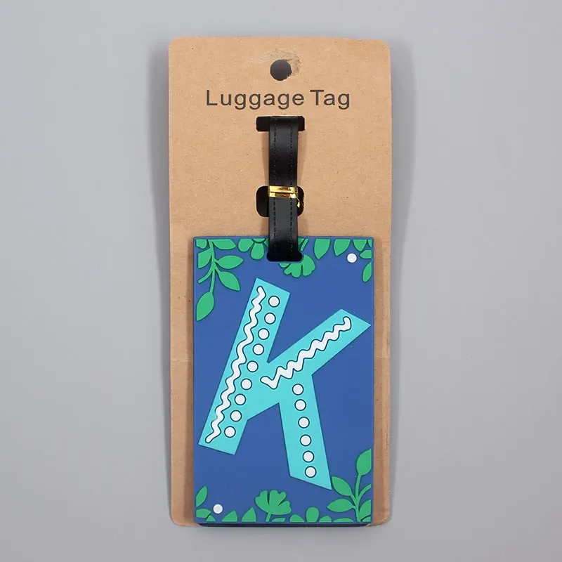 étiquette d'accessoires de voyage pour bagages, 26 lettres mignonnes, en gel de silice, support d'identification pour valise, étiquette d'embarquement pour bagages, portable, nouveauté