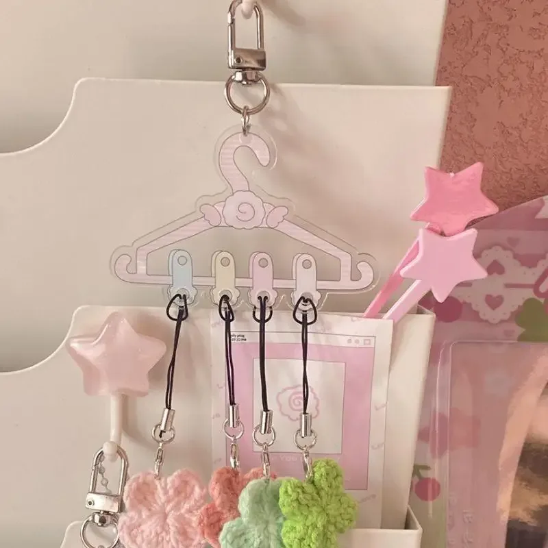 Porte-clés mousqueton en acrylique pour vêtements, pendentif pour sac à dos, breloques pour sac, décor manuel coréen, porte-clés créatif de dessin animé