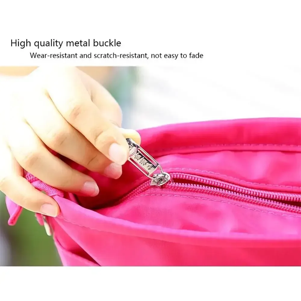 sac de rangement élégant pour cosmétiques, sacs de rangement multifonctionnels à plusieurs poches, sac à main de couleur unie avec fermeture éclair, sac intérieur pour femmes