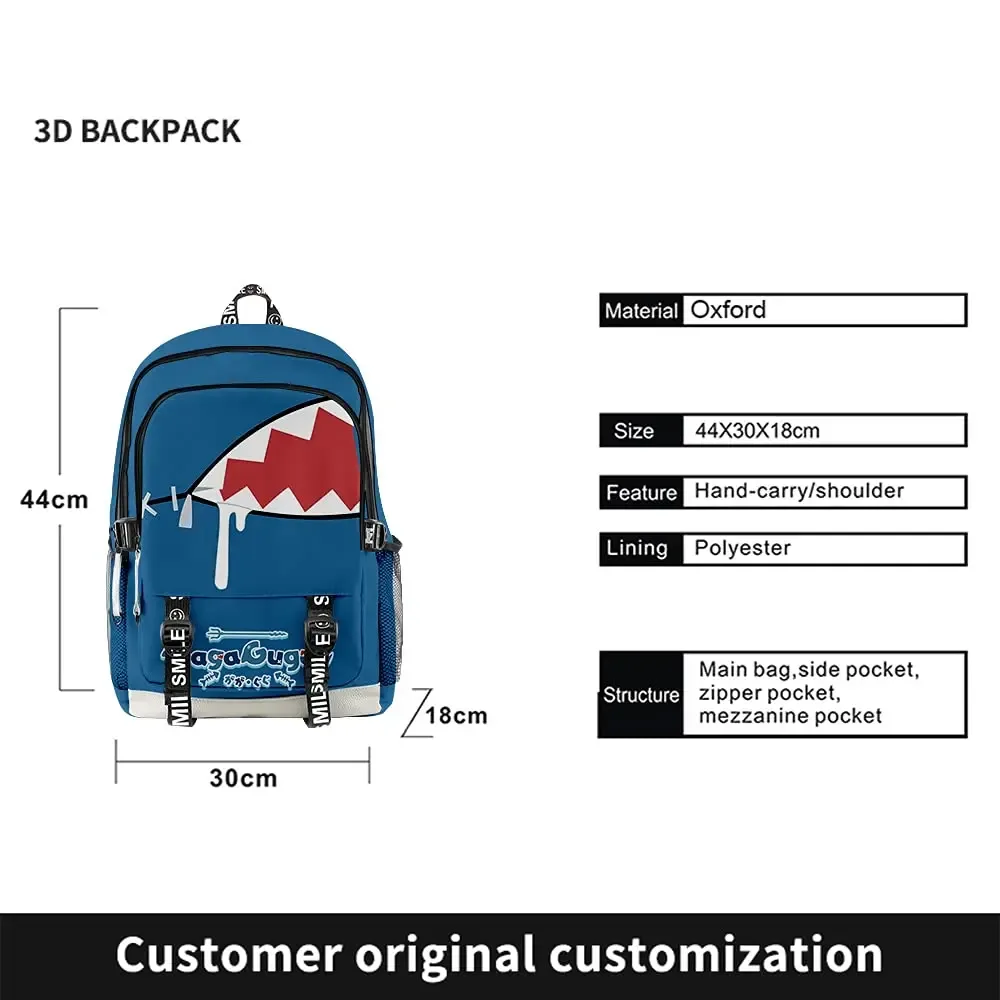 sac à dos 3d hololive vtuber gawr gura, trois pièces, pour hommes et femmes, sac à dos décontracté, sac de poitrine, trousse à crayons, 2022