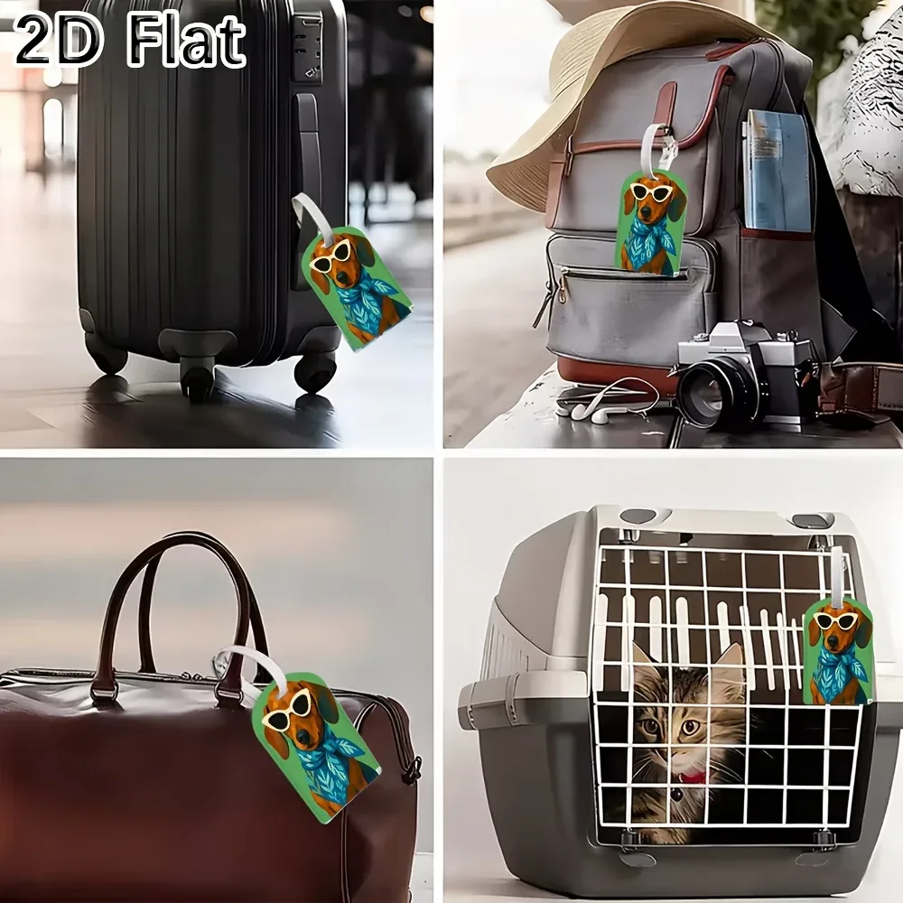 étiquette de bagage pour chien teckel, identification de bagages de voyage, accessoires de valise en pu pour l'identification en voyage