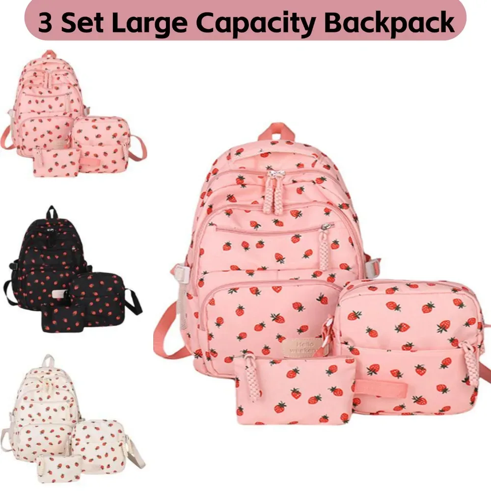 3 ensembles de sac à dos de grande capacité, sac d'école simple à la mode, sac d'université à sangle réglable, sac à dos de voyage pour étudiant