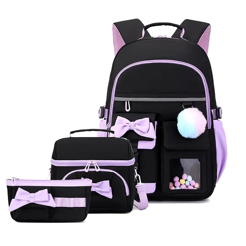 ensemble de 3 sacs à dos pour écolières, sac à déjeuner, trousse à crayons, sacs d'école pour filles adolescentes, sacs de voyage pour livres