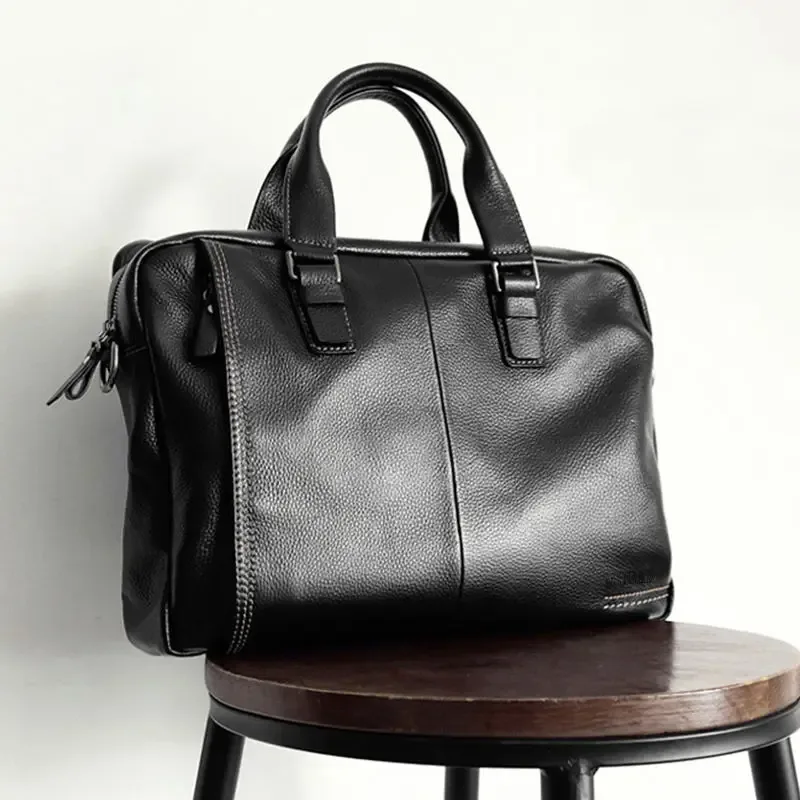 porte-documents sac à bandoulière pour hommes véritable peau de vache horizontale sac à main d'affaires décontracté à la mode ordinateur sac pour hommes