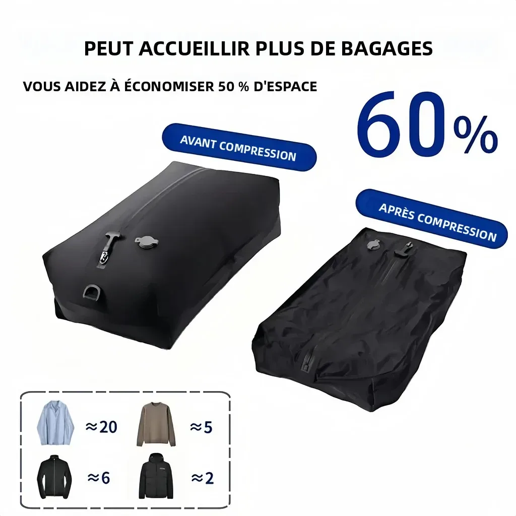 ensemble de cubes de rangement de voyage 17l 34l, sacs de compression sous vide tpu ip67, pompe électrique 1200mah usb, organisateur, économiseur d'espace, sac anti-humidité