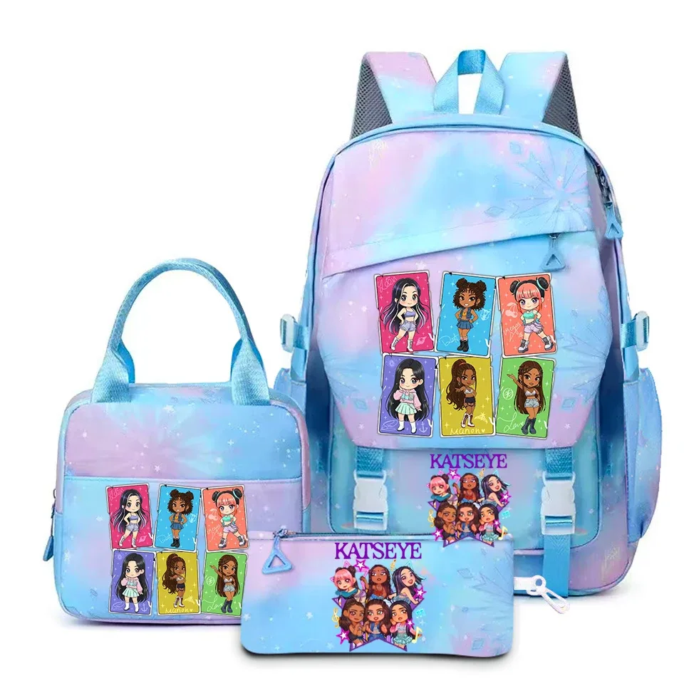 katseye musique sacs à dos 3 pièces ensembles femmes hommes lycée sacs toile kawaii adolescents sac à dos pour ordinateur portable dessin animé livre sacs yk2