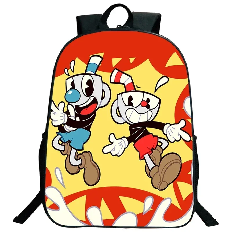 sacs de voyage, sacs d'école souples, sac à dos pour ordinateur portable, grande capacité, sac à dos imprimé cuphead pour garçons et filles, sac d'école cosplay pour étudiants
