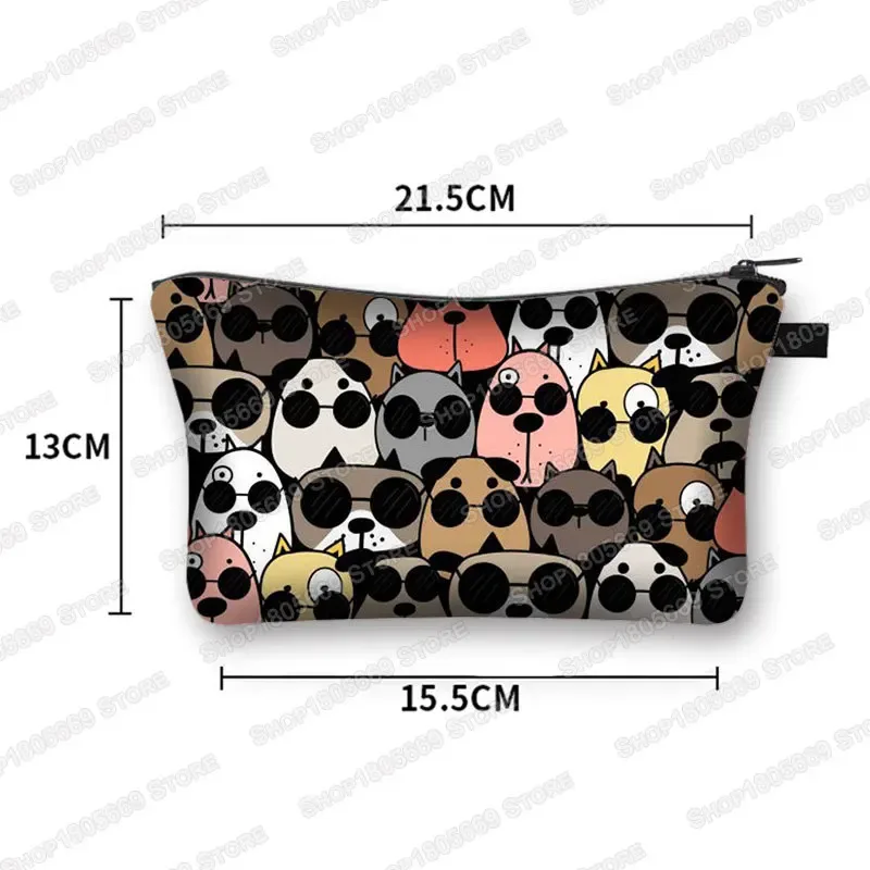 kawaii dessin animé chat chien trousse à cosmétiques mignon chaton chiot sacs de maquillage femmes sacs de toilette pochette rouge à lèvres pochette fille sac à cosmétiques
