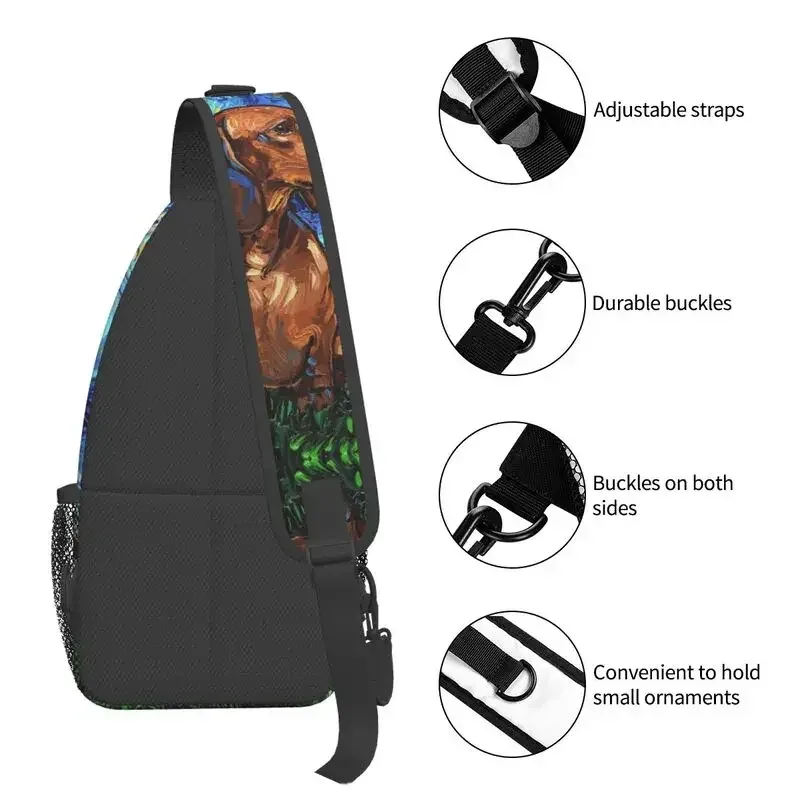 sac à bandoulière teckel nuit étoilée pour cyclisme camping hommes blaireau saucisse wiener chien bandoulière poitrine sac à dos épaule sac à dos