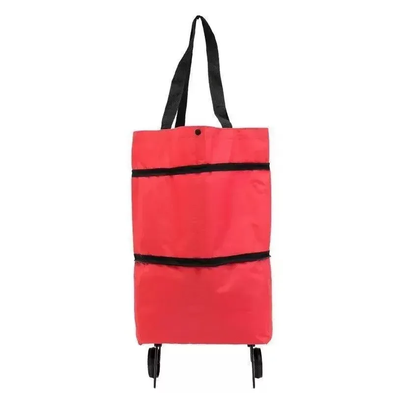 chariot de courses léger et portable, pliable, avec sac à bandoulière et roues, chariot à pousser à la main pour usage domestique