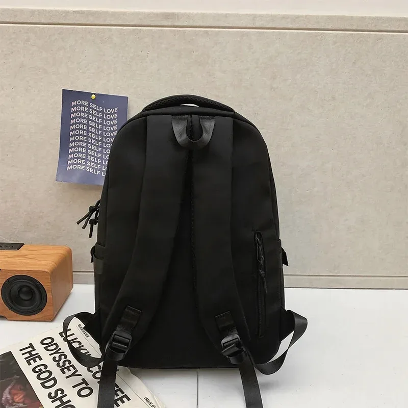 sac à dos d'étudiant de grande capacité, couleur unie, simple, noir, pour collégiens et lycéens, sac à dos de voyage