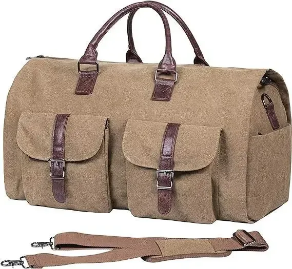 sac de voyage d'affaires en cuir pu pour homme, grand sac de voyage convertible 2-en-1, imperméable, sac de sport et sac à vêtements suspendu