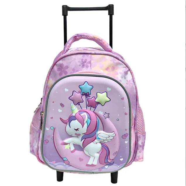 12 pouces enfants école sac à dos roulant maternelle voyage chariot sac enfant en bas âge valise école à roulettes sac à dos cartable pour fille
