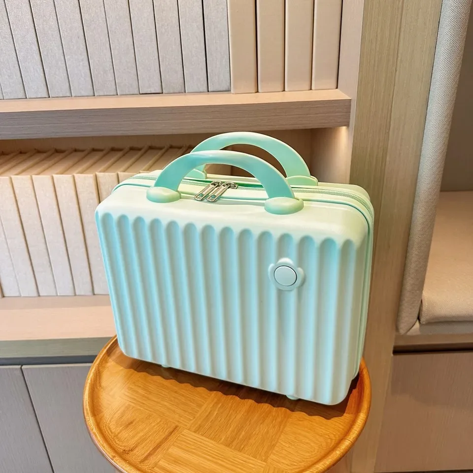 valise abs de 14 pouces, sacs à cosmétiques, étui de voyage d'affaires léger, étui d'hébergement pour étudiants, sac de rangement de maquillage, cadeau souvenir.