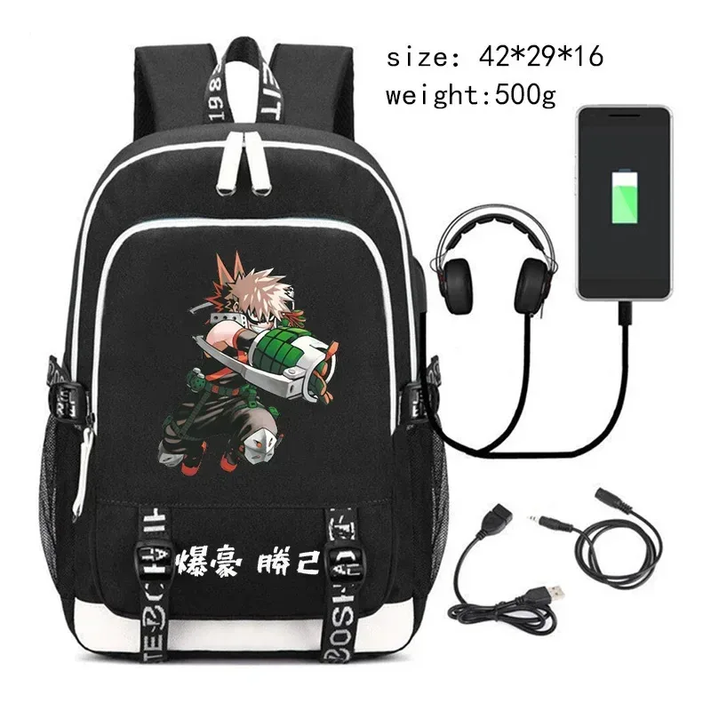 my hero academia bakugo sac à dos pour adolescent étudiant anime cartable usb voyage sac à dos grande capacité ordinateur portable sacs d'école cadeau