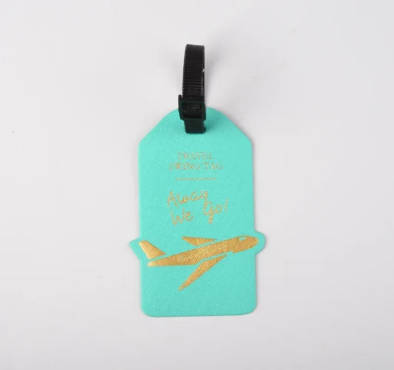 étiquettes de valise en cuir pu pour femmes et hommes, porte-adresse d'identification, accessoires de voyage d'embarquement de bagages, avion créatif