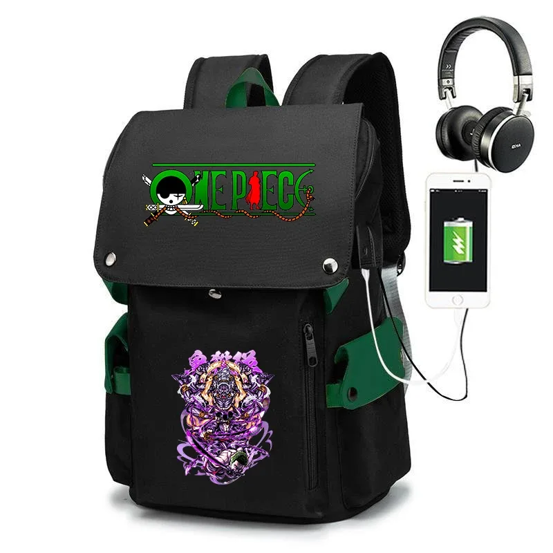 sac à dos d'école imprimé one piece zoro, sac à dos décontracté de grande capacité, sac de voyage pour enfants et adolescents
