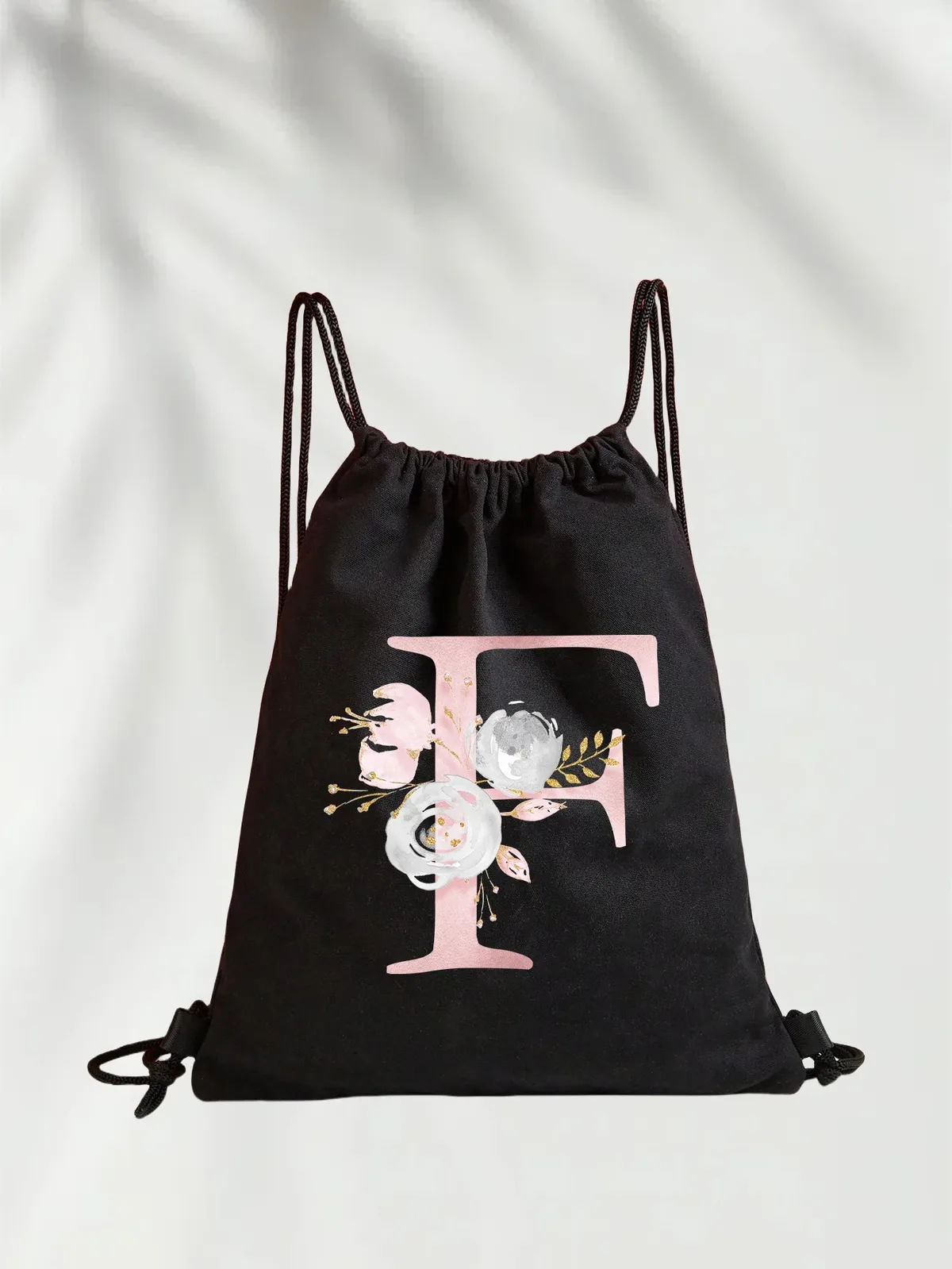 sac à dos léger unisexe à cordon de serrage pour le sport et le fitness, les voyages en plein air et les étudiants avec motif de nom de lettre initiale