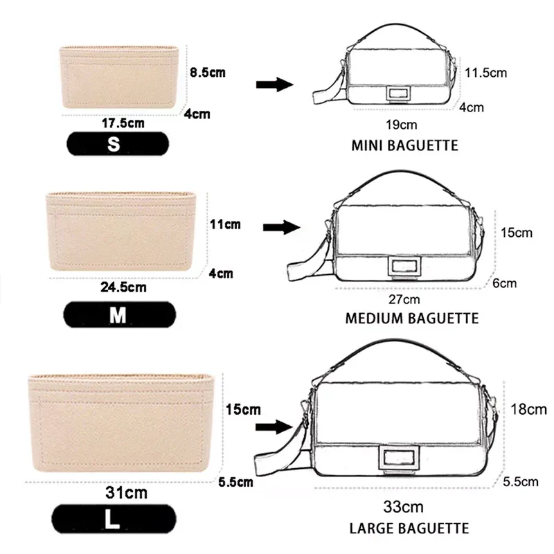 organisateur de sac à insérer en feutre, organisateurs de maquillage, doublure parfaite pour les sacs à main de marque pour femmes et sacs à cosmétiques 1 pièce