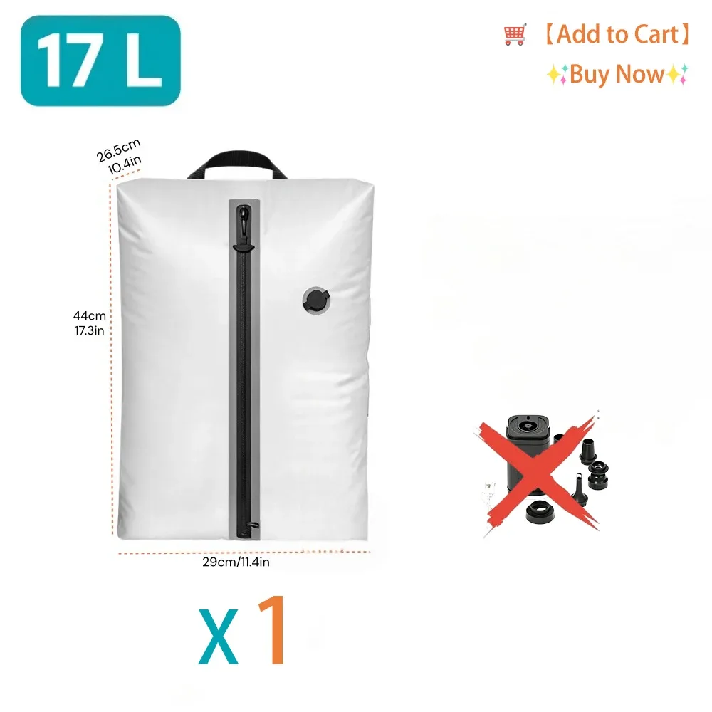 sac de rangement pour vêtements 17l avec pompe électrique usb en tpu, organisateur de compression de bagages portable pour voyage, noir, blanc, rouge