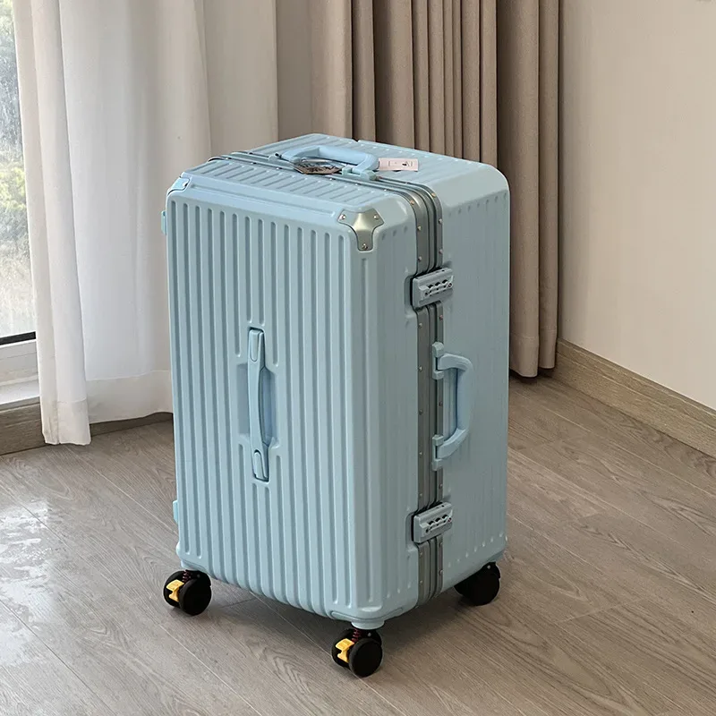 valise de grande capacité de 36 pouces avec porte-gobelet, valise à roulettes épaissie pour homme, valise de voyage à cadre en aluminium de 28 pouces pour femme