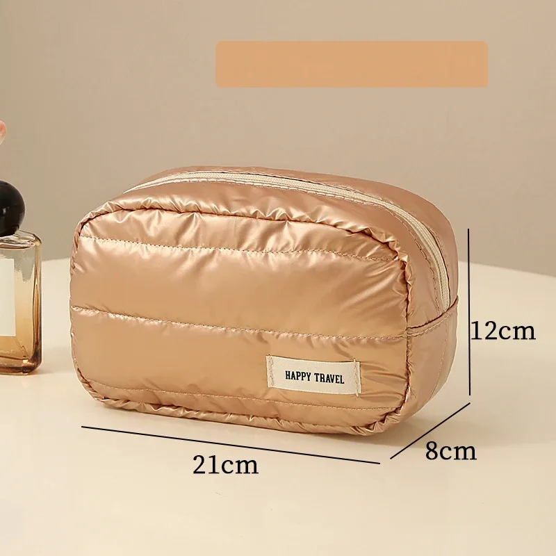 sac de maquillage haut de gamme doré, sac de rangement multifonctionnel argenté, sac de toilette portable de grande capacité pour une utilisation en extérieur