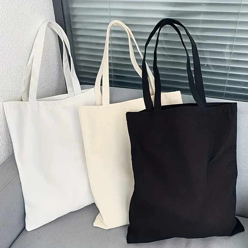sac à bandoulière en toile pour femmes, grande capacité, simple, décontracté, couleur unie, fourre-tout pour le shopping et les voyages