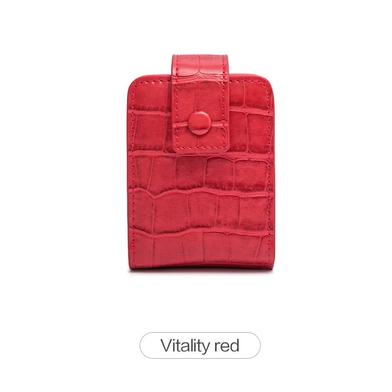 mini sac de rouge à lèvres portable avec miroir, petit sac à cosmétiques minimaliste avec bouton, mallette de rangement de maquillage pour femmes en relief crocodile