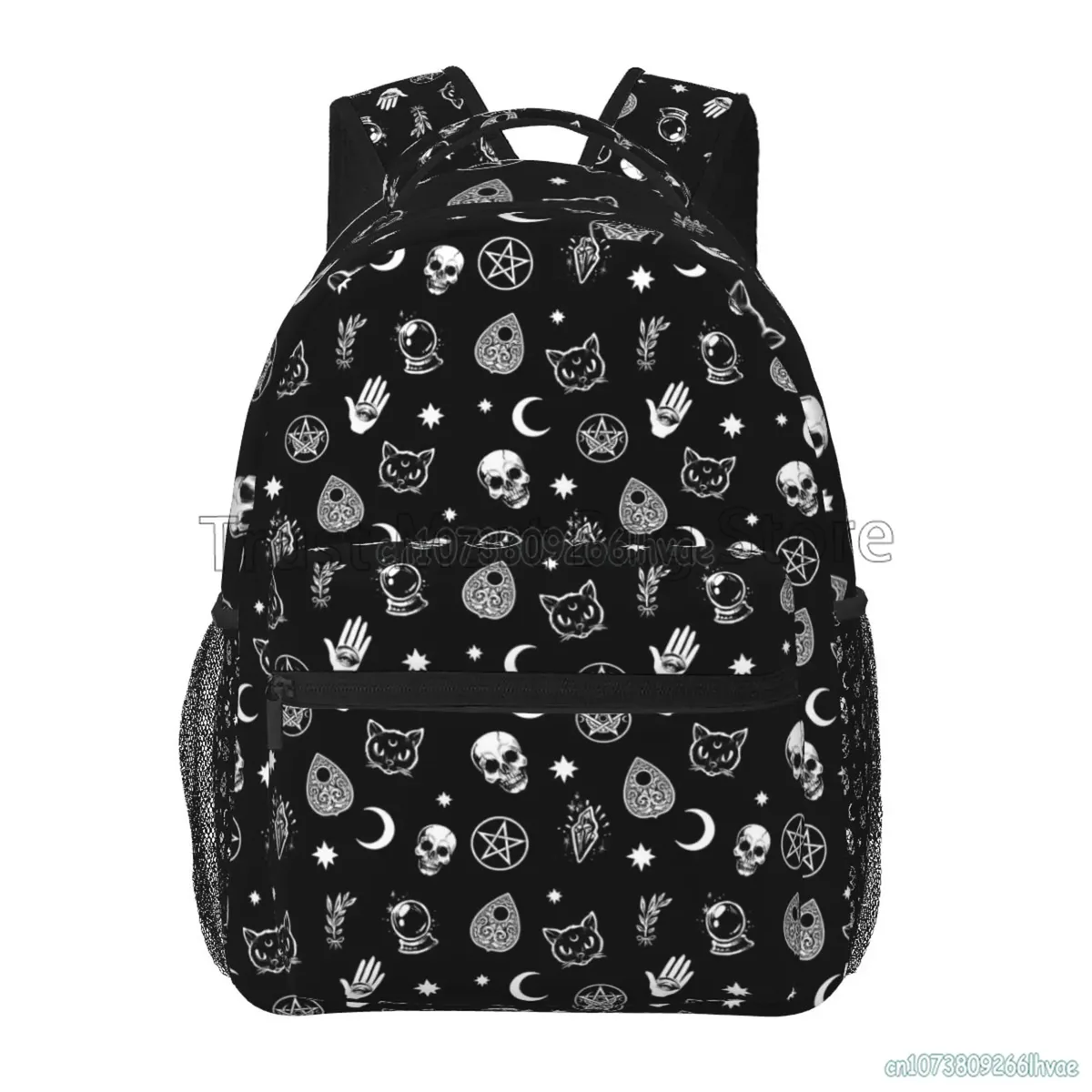 noir sorcière crâne lune divination sacs à dos école livre sacs étanche étudiant sac à dos pour ordinateur portable décontracté voyage sport sacs à dos